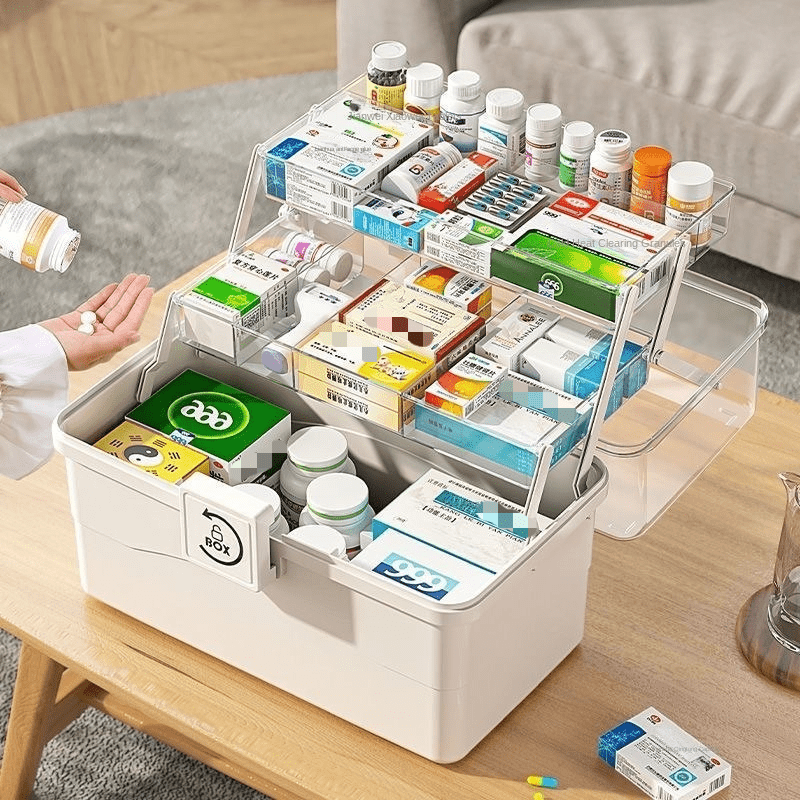Medicine box Household large-capacity family medicine box Multifunctional sundries storage box High-value desktop shelf Multi-purpose bar, used for multi-purpose storage boxes such as kitchens, bedrooms and bathrooms