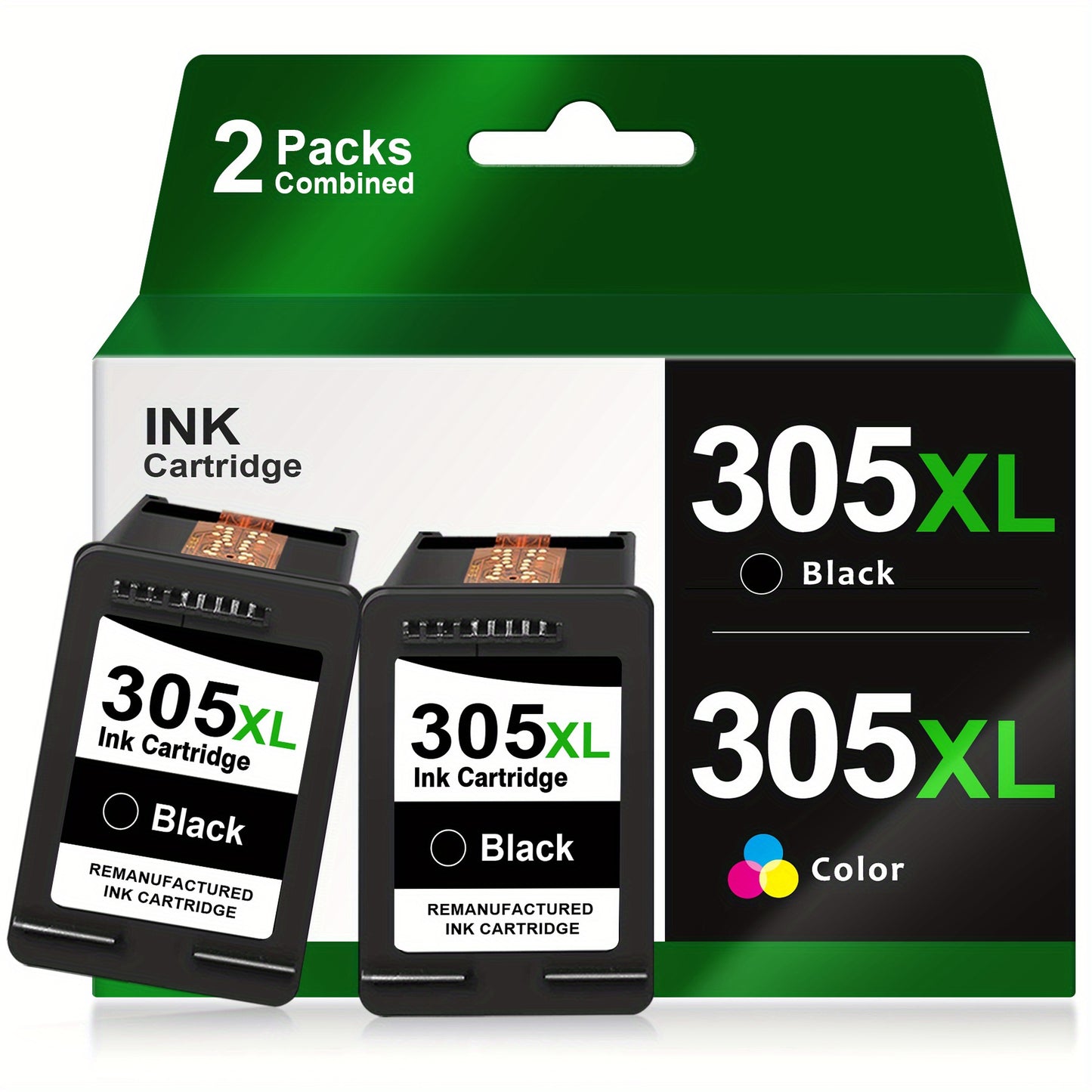 High-Yield 305XL Remanufactured Ink Cartridge for HP 305 305XL Compatible with HP DeskJet 2700 2710 2720 2722 DeskJet Plus 4100 4120 4130 Envy 6000 6010 6020 6032 Envy Pro 6400 6420- Black & Tri-Color