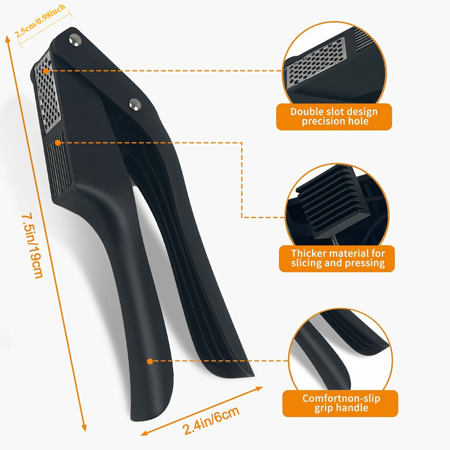 1pc Stainless Steel Garlic Press, Multifunctional 2in1 Garlic Slicer & Mincer, Washable Garlic Crusher, Kitchen Garlic Chopper, Ginger Squeezer, Garlic Masher, Kitchen Gadgets, No Power Required