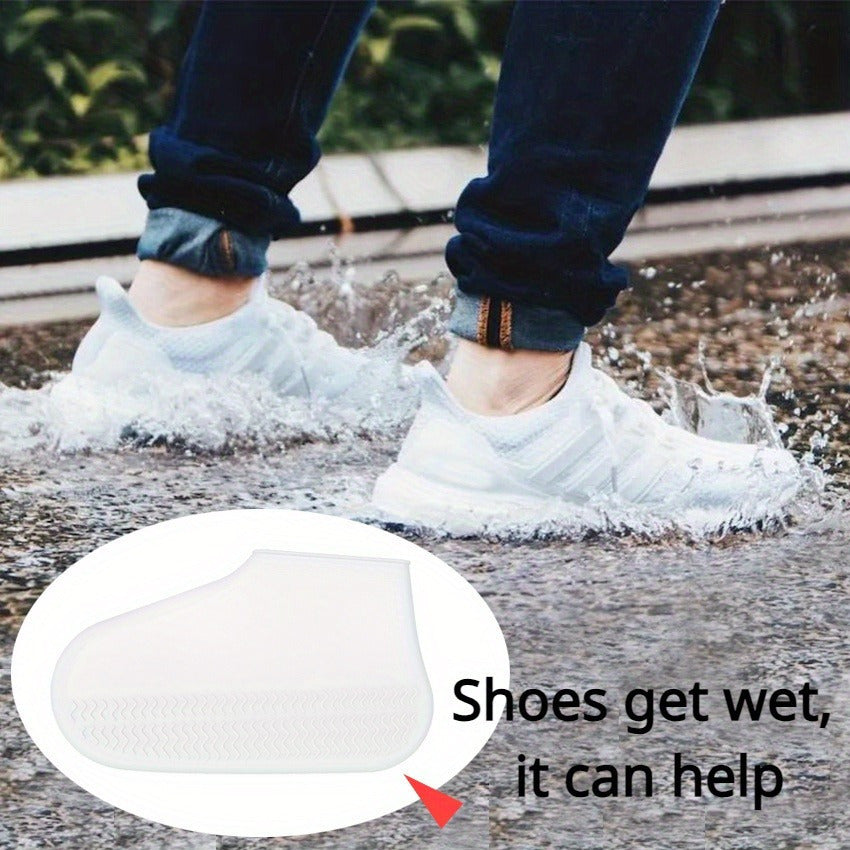 1 Pair Durable Silicone Shoe Covers, Reusable Waterproof Non-Slip Outdoor Foot Protectors, Latex Cycling Rain Boot Covers, Dustproof Wear-Resistant Footwear