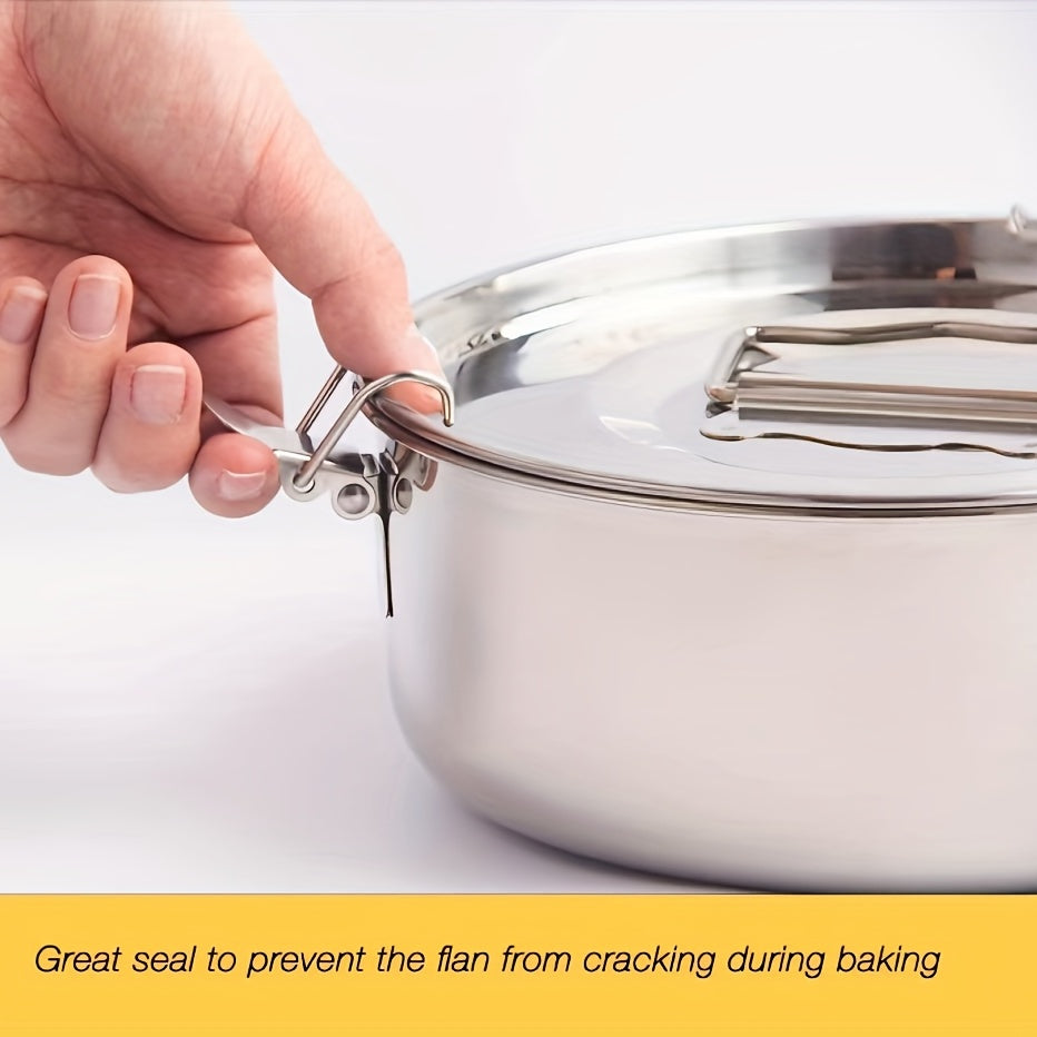 Stainless Steel Flan Pan, 63 Oz Flanera Mold Cooker For Baking, Compatible With Instant Pot 3 6 8qt, Custard Pan, Flan Dish With Lid, Tart Pan, Round Fluted Dish, Oven Safe.Cupcake & Pudding Baking!