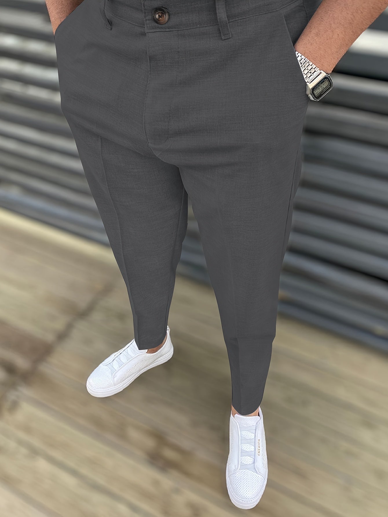 Classic Design Dress Pants, Men's Formal Solid Color Slightly Stretch Elegant Dress Pants For Spring Summer Business Banquet Dinner, Old Money Style