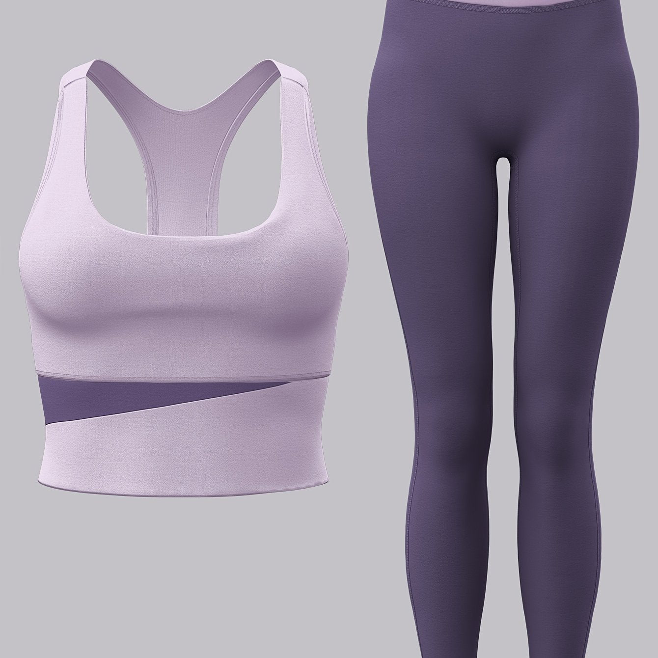 Women's 2-piece sports set with sports bra and leggings, color block design suitable for cycling, fitness, yoga, and running.