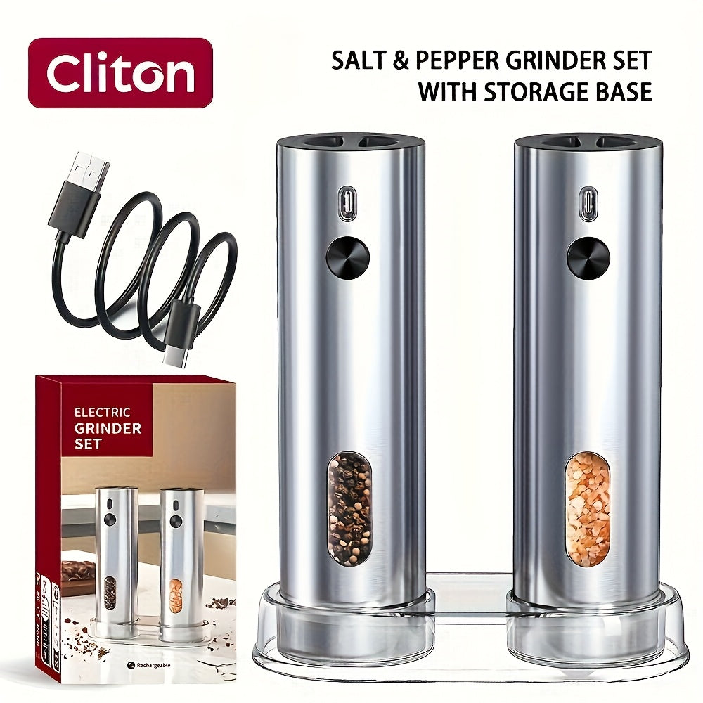 Moinho Elétrico de Sal e Pimenta USB com Luz LED