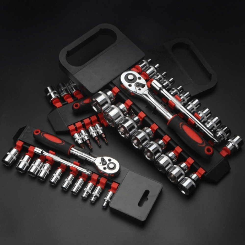 12pcs Carbon Steel Socket Wrench Set, Multi-Functional Bicycle Repair Tool Kit, with Extension Bars and Ratchet Handle for Motorcycle, Car, Boat Maintenance
