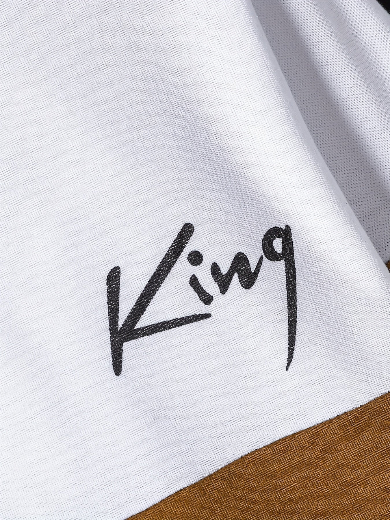 European and American Children's Clothing Boy's Long Pants Suit Medium and Large Children's Printed Letter King Contrast Color Sweatshirt and Long Pants Suit