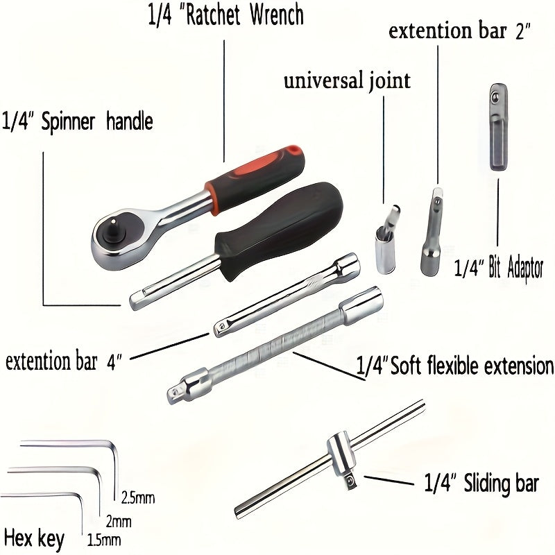 150pcs/46pcs Chrome Vanadium Steel Socket Wrench Set - Durable Torx Bit Kit for Auto & Home Repair, Includes Advanced Storage Case, No Assembly Required, Uncharged, Without Battery