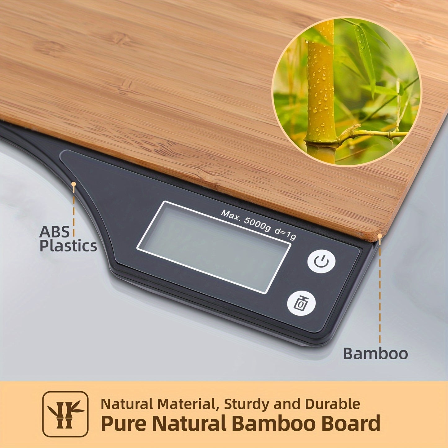 1pc, Kitchen Scale, Food Scale, Digital Food Scale, Portable High Accuracy Bamboo Panel Kitchen Electric Scale For Cooking Baking Weighing Food, Scales For Kitchen, Baking Scale, Kitchen Accessaries, Baking Tools Kitchen Acce