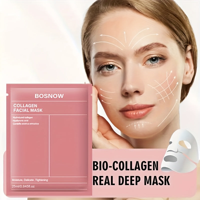 5pcs Instant lifting collagen white mask, moisturizing and moisturizing, keep the Light Beige hydrated and full, firm the Light Beige, make the Light Beige more firm and smooth, make the Light Beige look more beautiful and sh