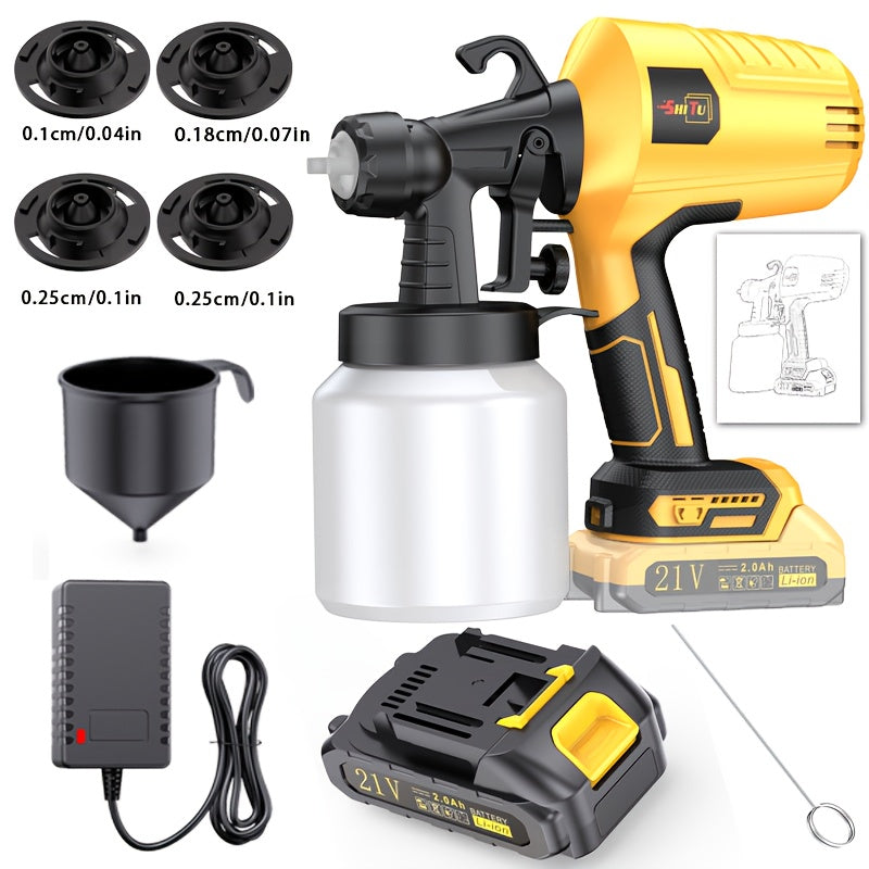 2025 New Model Wireless Paint Sprayer with Cordless High-Pressure Spray Gun - Heavy-Duty Battery-Powered Paint Gun with Ergonomic Handle, Easy-Clean Design & Large Paint Tank for Indoor/Outdoor Walls, Wood, Furniture, DIY Project