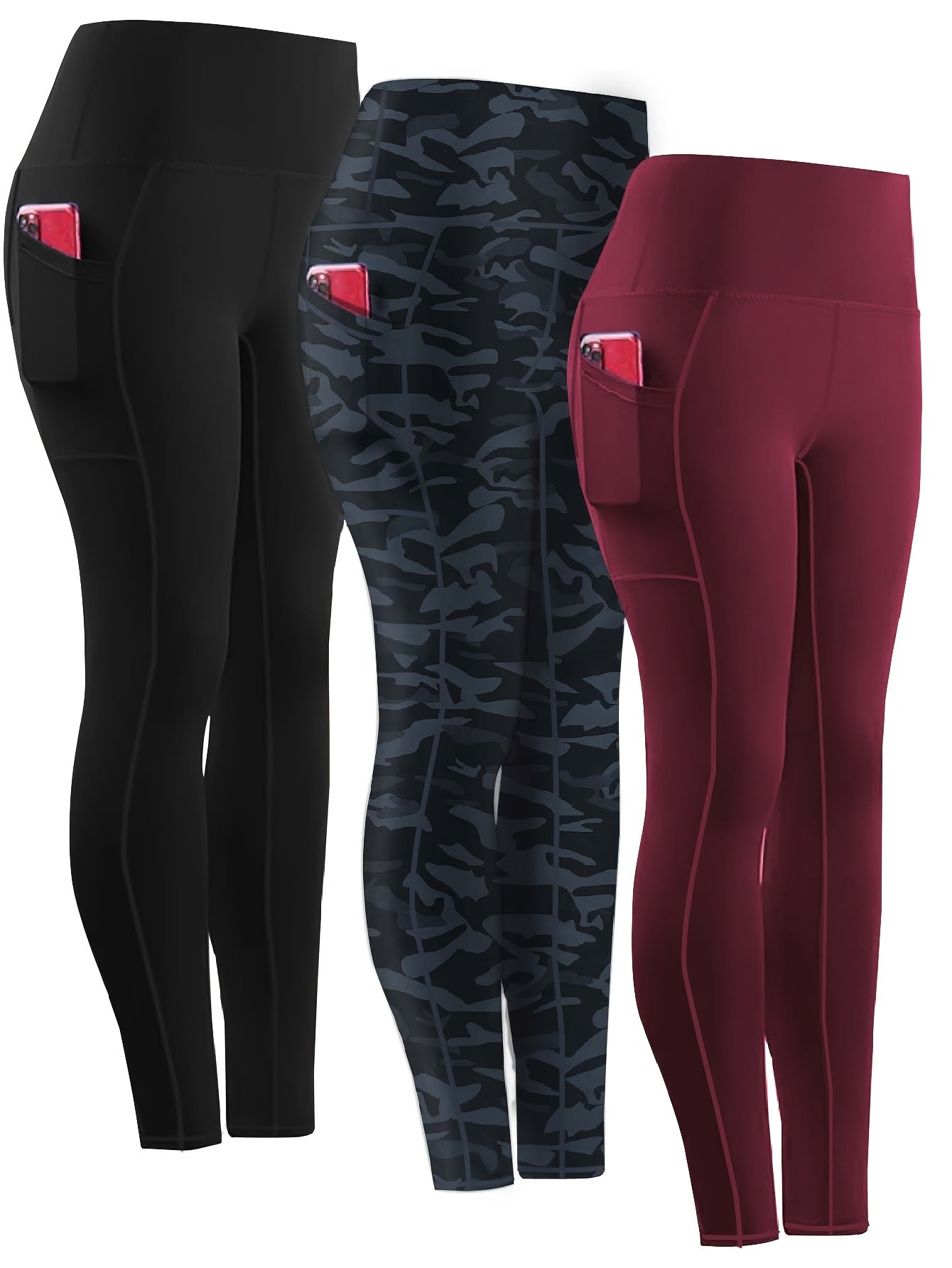 Three-piece Set, Sports Yoga Pants for Women, High Waist, Tight, Quick-Drying, Compression Pants, High Elasticity, Running Outerwear, Long Trousers, Bottoming Pants