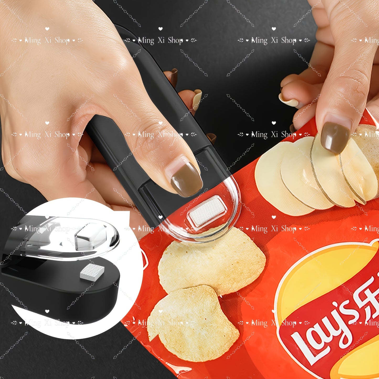 Portable 2-in-1 Mini Bag Sealer & Cutter Machine - Heavy-Duty Plastic Vacuum Sealer with Heat Seal Technology, Semi- Operation for Food Preservation, Compact Handheld Design, Camping, Pantry (Black) - No Needed