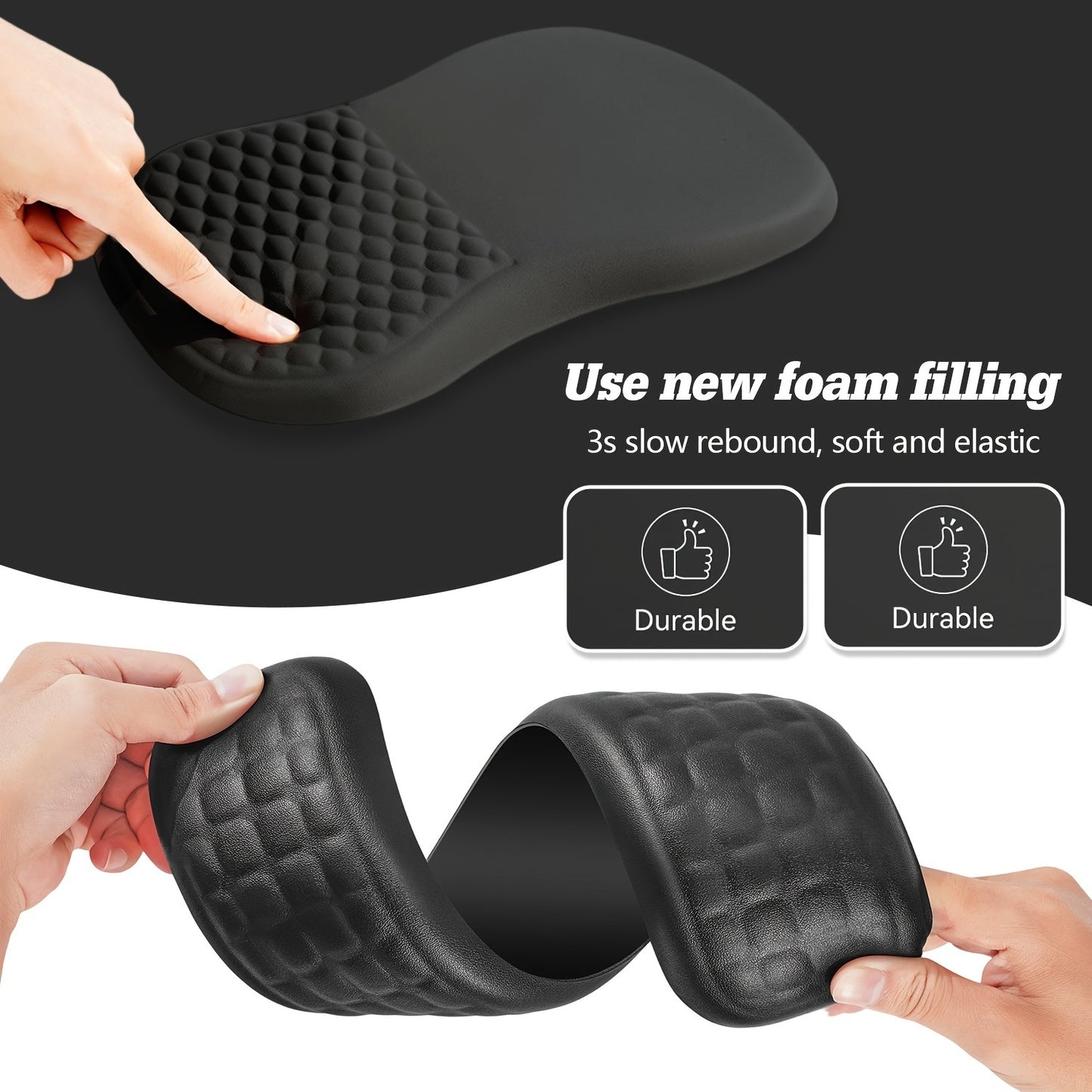Ergonomic Memory Foam & Non-Slip Mouse Pad with Wrist Rest - Massage Design for Pain Relief, Comfortable Wrist & -Skid Base, Office/Gaming Desk for Computer, PC, Laptop, Remote Work - Accessory for Hand