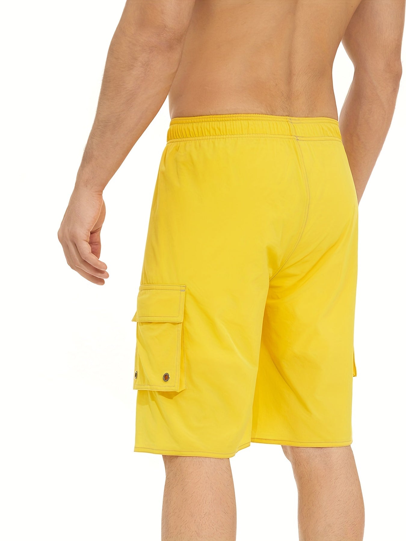 Men'S Big & Tall Quick-Dry Swim Trunks - Olive Green Beach Shorts with Adjustable Drawstring, Pockets, and Durable Polyester Fabric for Summer, Summer Swimwear | Adjustable Drawstring Shorts | Quickdry Material, Bathing Suits