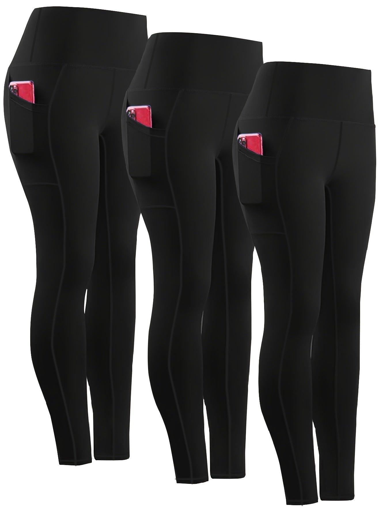 Three-piece Set, Sports Yoga Pants for Women, High Waist, Tight, Quick-Drying, Compression Pants, High Elasticity, Running Outerwear, Long Trousers, Bottoming Pants