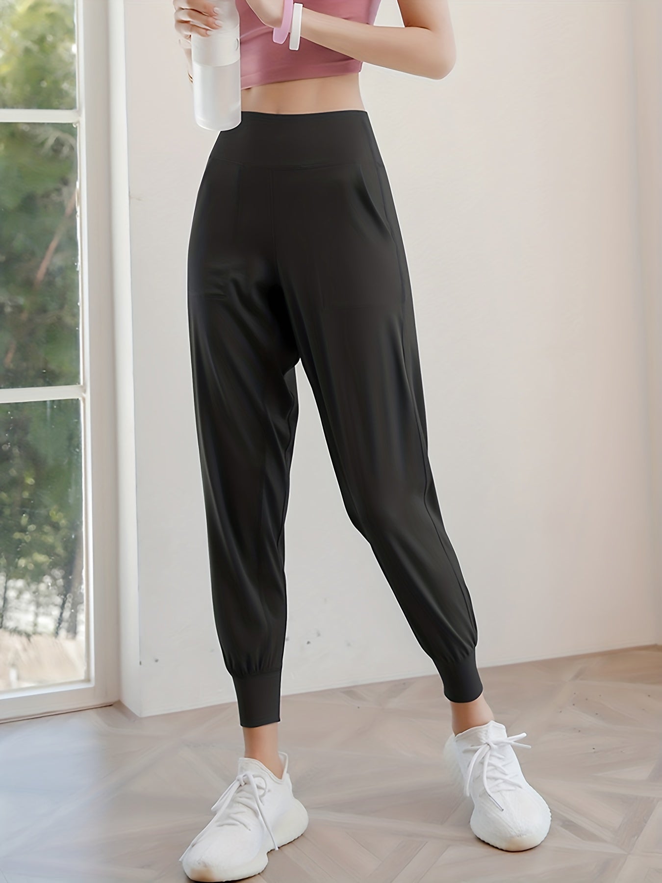 Women's Activewear: Causal Yoga Jogging Pants with Solid High Waist and Quick Drying Technology