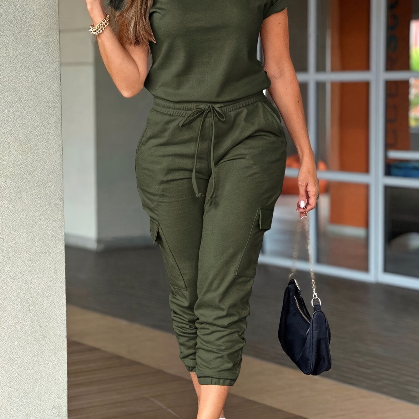 European and American Short Sleeve Jumpsuit