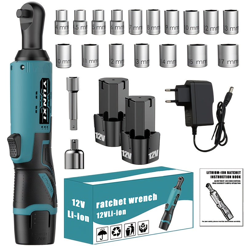 Wireless portable ratchet wrench set, variable speed trigger, electric ratchet wrench, rechargeable car repair tool, suitable for car repair and DIY work, electric ratchet wrench, Vehicle Servicing, Mechanical Work, Ergonomic