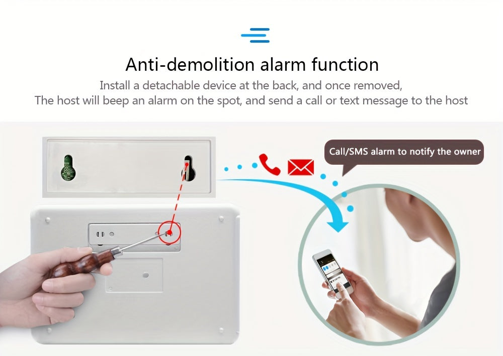 WiFi + GSM Auto-dial Smart Home Security Alarm System 433MHz LCD Display Alarm Panel Door Window Sensor PIR Motion Sensor Kit APP Remote Control Compatible With Alexa Google Home