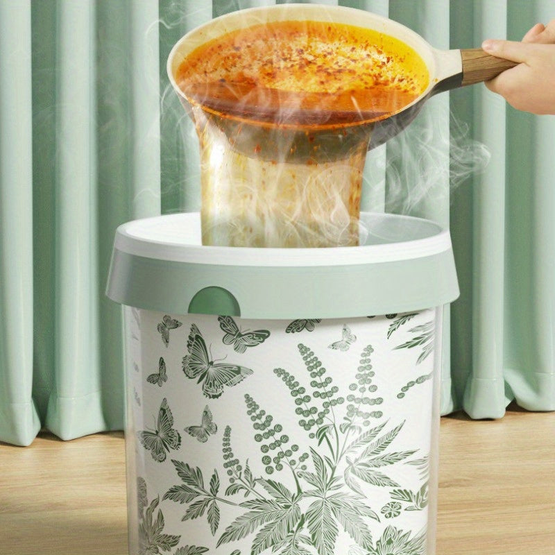 100pcs Disposable Drawstring Trash Bags with Mint and Herb Scented Floral Print - Thick Plastic, Tear-Resistant Portability for Home Kitchen Bathroom Party Use | Decorative Garbage Bag