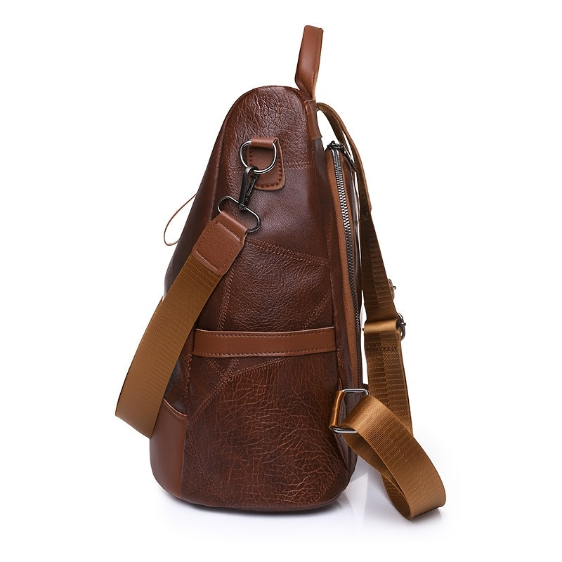 Women's Backpack - Large Capacity, & Travel Bag with Golden-Tone Hardware, Adjustable Shoulder Straps & Front Zipper Pocket - Coffee Brown/Beige/Red/Black Handbag for College, Business, Daily Use (Stylish Durable PU, Bags For