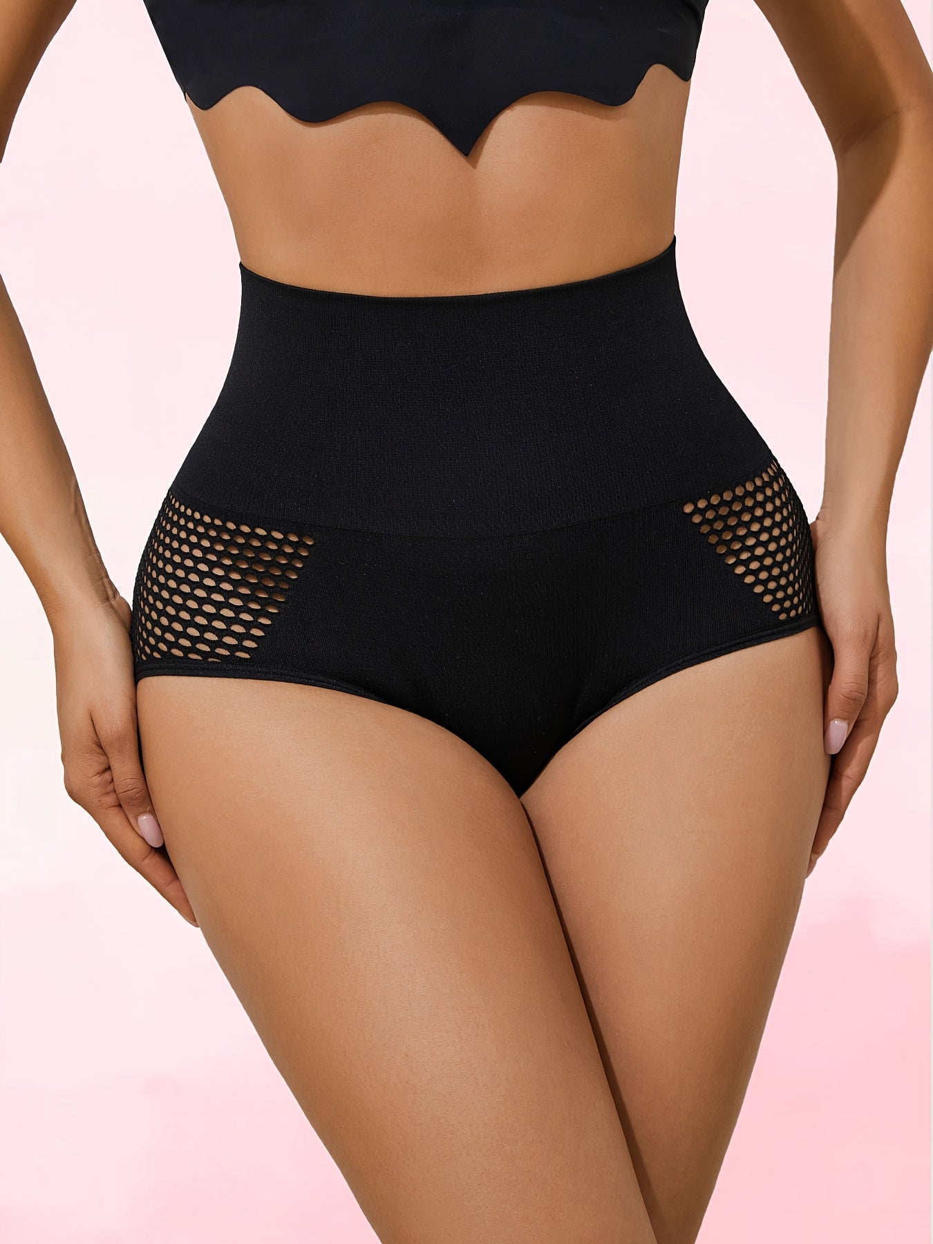 3pcs High-Content Tummy Control Pants for Women - Breathable Mesh, Butt Lift, Body Shaper Breasts with Solid Color Design and Breathable Mesh Details