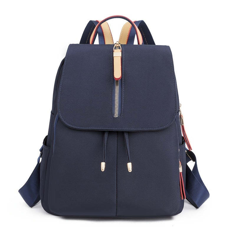 Stylish Women's Nylon Backpack - Trendy Korean Fashion Schoolbag with Multiple Compartments, Adjustable Straps & Zipper Closure in Black, Peacock Blue, Royal Blue, Lavender, or Light Purple, Versatile Carryall | Trendy School
