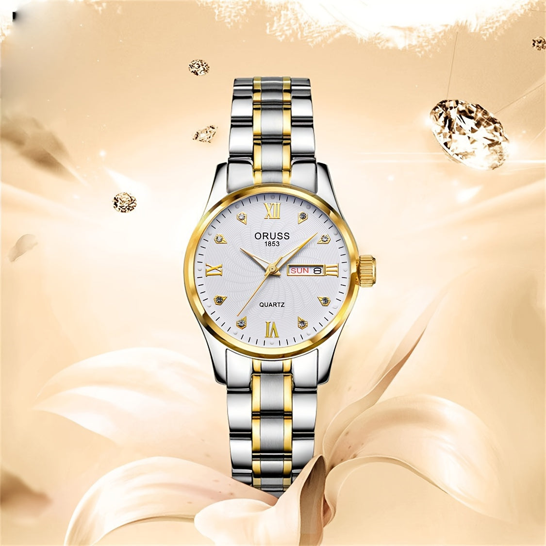 Luxury Rhinestone Decor Quartz Watch Waterproof Calendar Luminous Analog Wristwatch For Daily Life Business Travel Vacation Date Watch