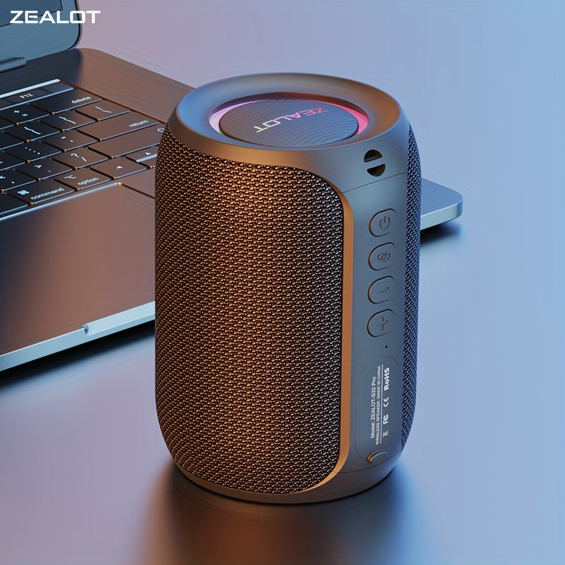 ZEALOT S32Pro 15W Wireless Speaker, Portable Bass, TWS Supports Dual Pairing, 3600mAh Battery, RGB Light, 10 Hours of Gaming Time, Loud Stereo, Charging Cable And Auxiliary Cable, Compatible With Memory Card/usb Insert, Suita