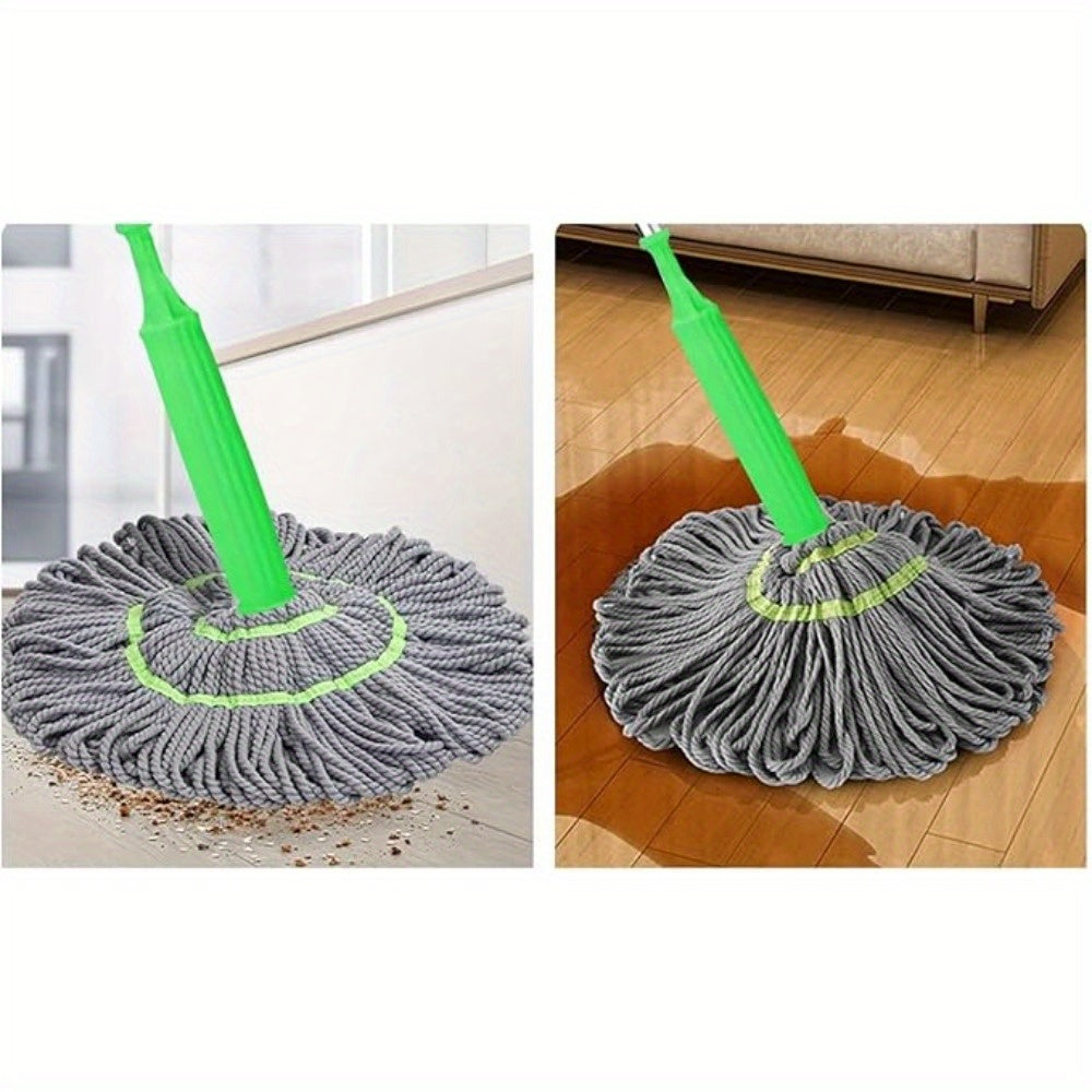 1pc Super Absorbent Rotary Mop with Green Handle - Ideal for Home, Kitchen, School, Office, Bathroom & RV Travel - 7pcs Set | Easy-to-Clean Microfiber Mop Head & Bucket