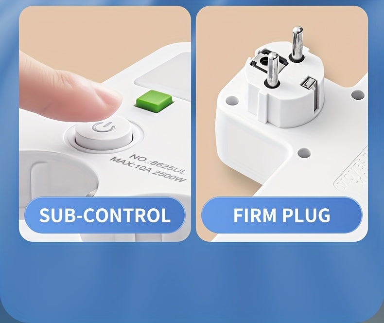 Plug Converter Socket with 5 Sockets, Multi-Port Wall Socket with Independent Switch And Small Night Light Adapter