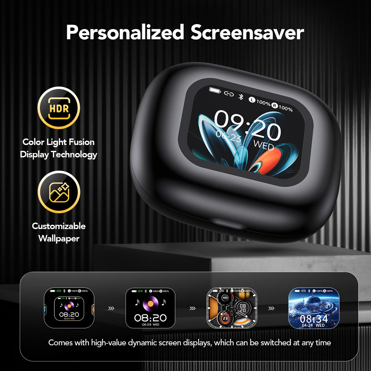 HTC NE27 AI Translation Wireless Earbuds with 134-Language Real-Time Translator, Wireless 6.0, AI- Smart Translator, Noise Cancelling, Transparent Touchscreen Case, Stereo Sound, Long Life for Travel, / Compatible