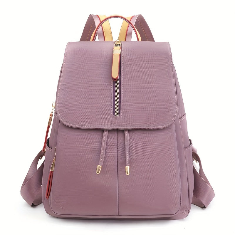 Stylish Women's Nylon Backpack - Trendy Korean Fashion Schoolbag with Multiple Compartments, Adjustable Straps & Zipper Closure in Black, Peacock Blue, Royal Blue, Lavender, or Light Purple, Versatile Carryall | Trendy School