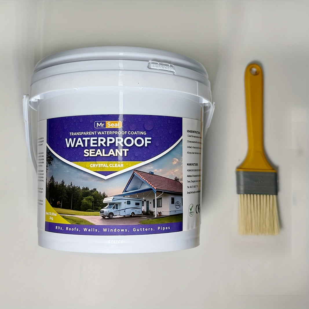 2kg RV Transparent Waterproof Sealant - Covers Up to 160 SqFt @ 1/12" Tickness, Ideal for RV Roof, Windows, Gutters & More, Durable & Flexible Sealant for Home Improvement, Roof Sealant, Versatile Sealant, High Quality Sealan
