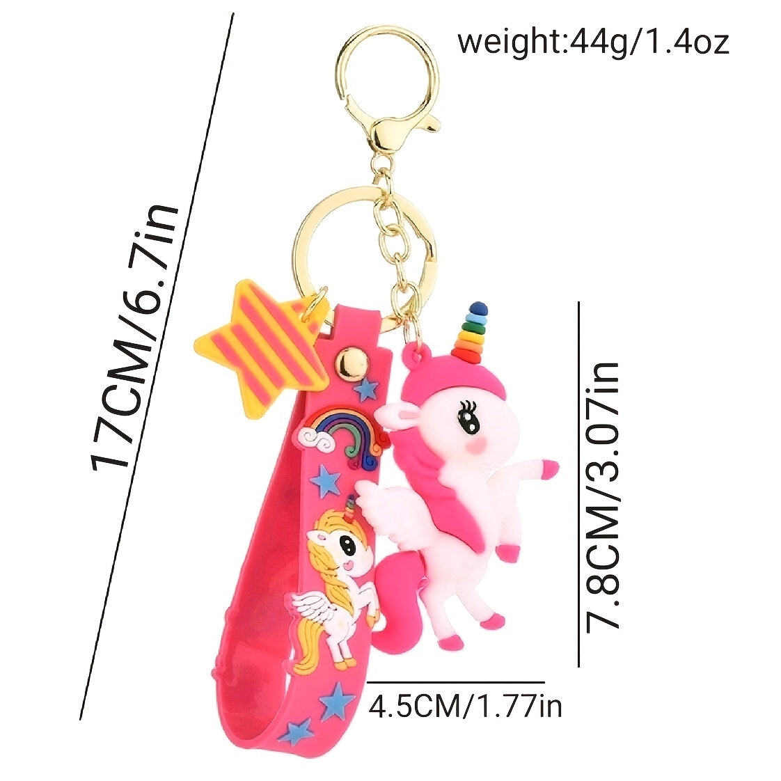 Creative Cute Multicolor Rainbow Pony Cartoon Unicorn Car Bag Keychain Keychain Men And Women Pendant Small Gifts