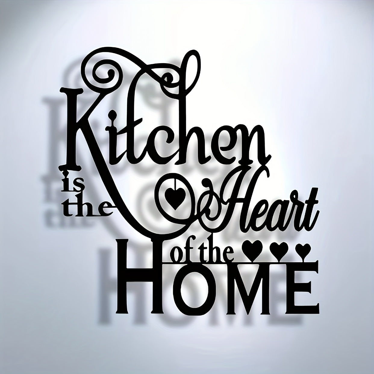 2D Flat, 1pc "Kitchen is the Heart of the Home" Metal Wall Decor - Elegant Script Kitchen Sign with Heart Accents - Durable Metal Art Plaque for Home, Cafe, Restaurant, Bar - Warming Gift for Cooks and Home Decorators, Cafe