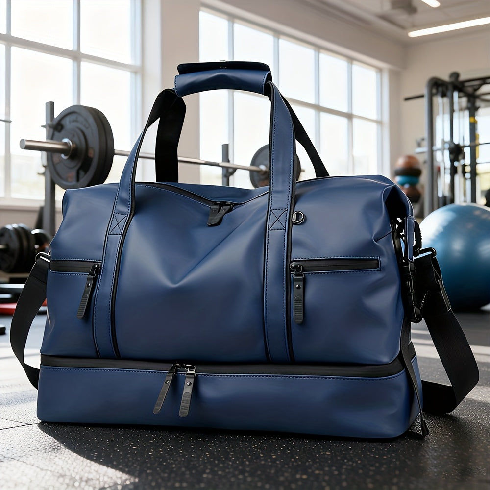 Large Capacity Heavy-Duty Gym Tote Duffel Bag with Shoe Compartment & Golden-Tone Hardware - Multi-Purpose Weekender Travel Bag for Men & Women, Sports, Outdoor, Business - Convertible Backpack/Duffel (Black)