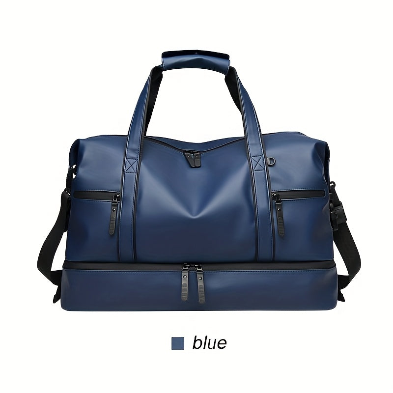 Large Capacity Heavy-Duty Gym Tote Duffel Bag with Shoe Compartment & Golden-Tone Hardware - Multi-Purpose Weekender Travel Bag for Men & Women, Sports, Outdoor, Business - Convertible Backpack/Duffel (Black)