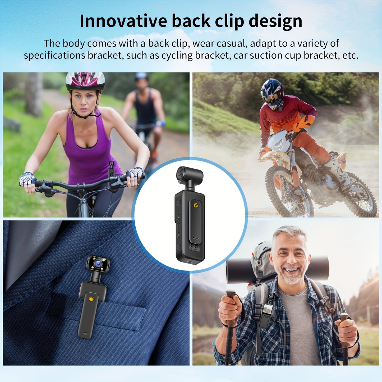 Handheld Stabilizer Pocket Sports Camera with Rotating Lens, Touch Video Recording, 180° Rotatable HD Camcorder for Action Vlogging on Skiing & Cycling, 1.3-inch Screen Portable Rechargeable Outdoor Adventure Handycam