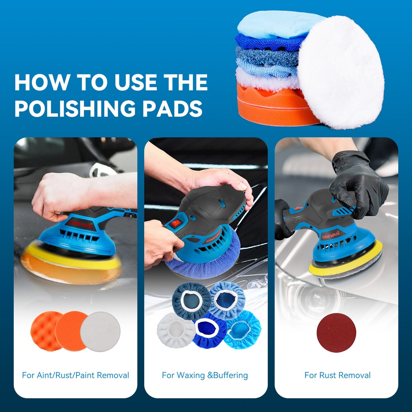 21V Buffer Polisher, 150mm Sand Disc Buffer Polisher for Car Detailing, with Polish And Wax Function, 5000RPM, Electric Polishing Tool for Car And Furniture, Home Bathroom Wall Cleaning, Suitable for Yofidra Batteries