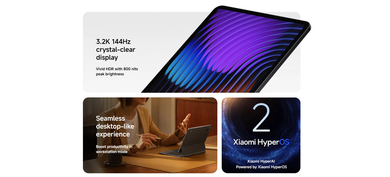 Xiaomi Pad 7 Tablet, 11.2 Inches, 8GB+128GB, 3.2K 144 Hz Display, Snapdragon 7+ Gen 3, 8850 mAh Battery, HyperAI, Grey