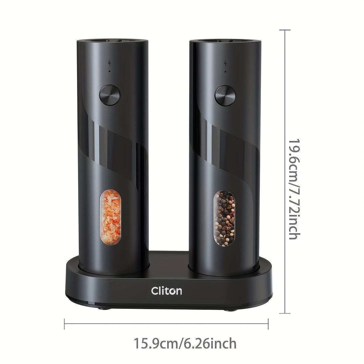 Moinho Elétrico de Sal e Pimenta USB com Luz LED