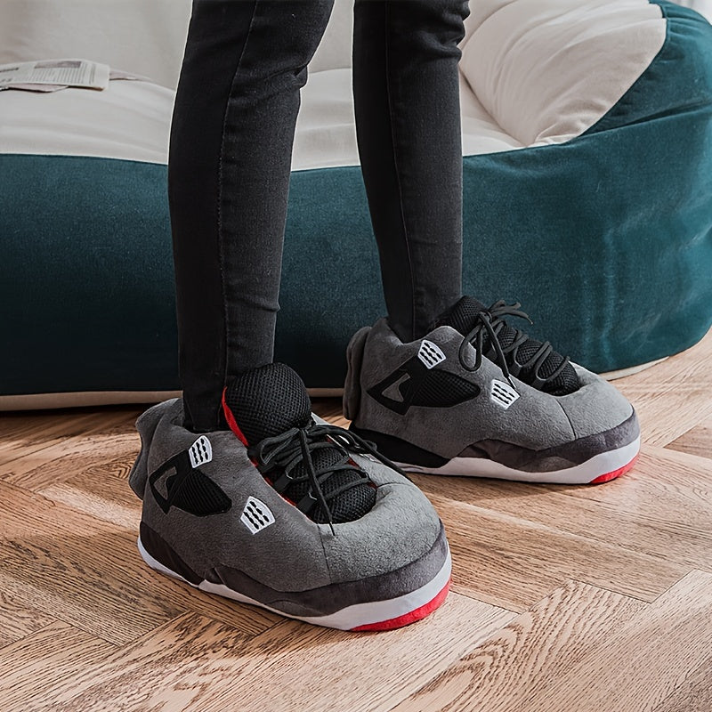Unisex Cozy Fleece-Lined Slip-On Shoes, Non-Slip Fabric Sole, Warm Home Loafers, Striped Pattern, Fall/Winter Footwear, Over 14 Years, Comfortable Plush Slippers for Men and Women