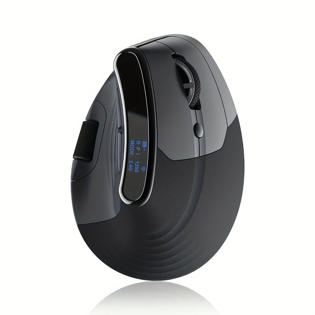 MCPIWOHY Dual Wheel Wireless Wireless Mouse, 2.4GHz, Type-C Wired Triple Mode Connection, Ergonomic Mouse with Screen Display, Rechargeable Optical Mouse