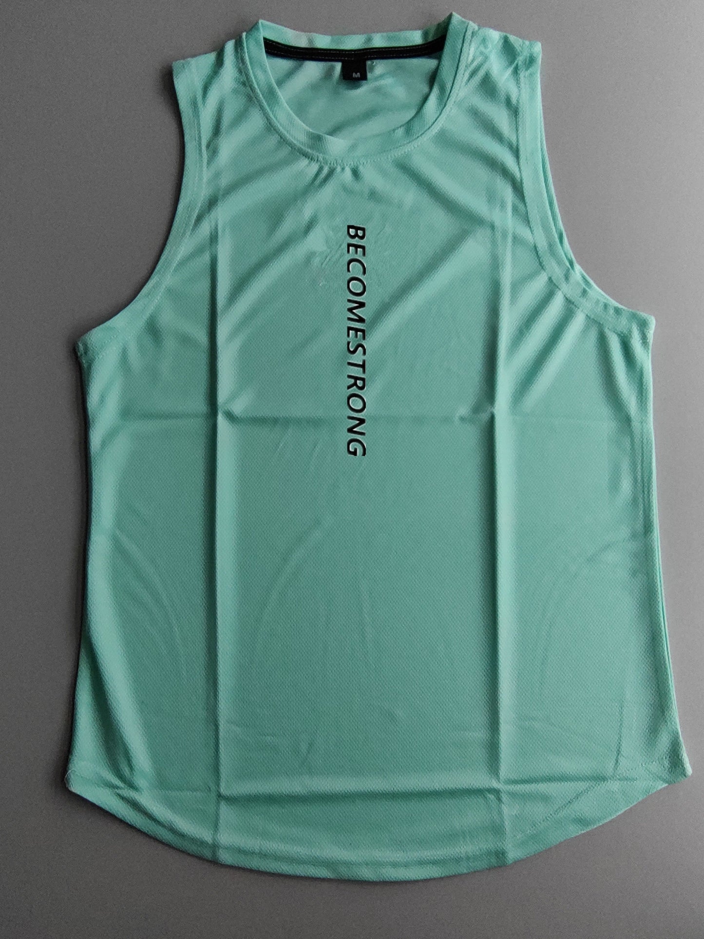 Letter Print Comfy Breathable Tank Top, Men's Casual Stretch Sleeveless T-shirt For Summer Gym Workout Training Basketball