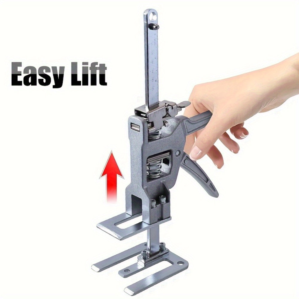 1pc Heavy-Duty Stainless Steel Manual Height Lifter with 30.48cm Adjustable Arm & Effort-Saving Mechanism - 199.58KG Load Capacity, Sturdy Base & Locking System for Walls, Cabinets, Windows, Doors, Furniture - Ideal for Const
