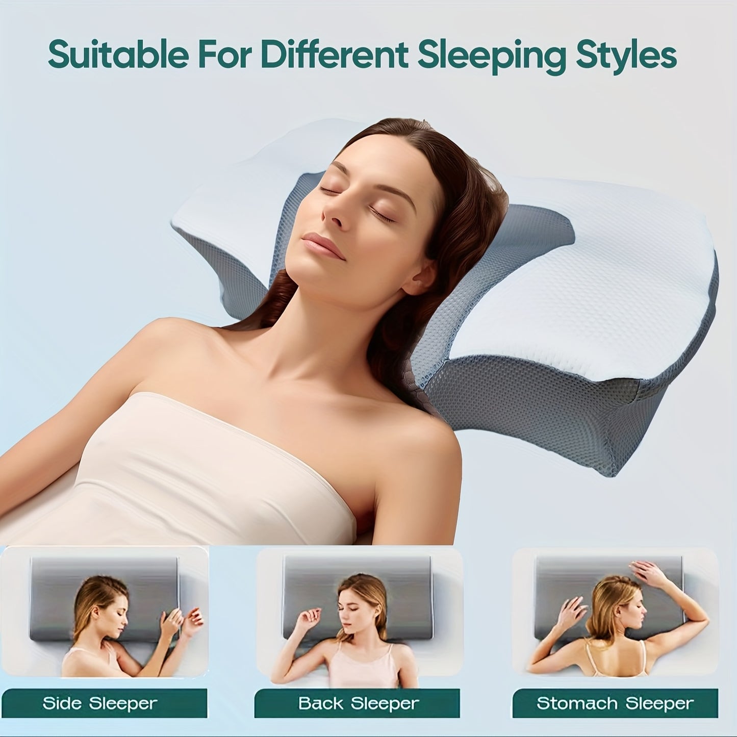 Double-Sided Anti-Snoring Pillow, Memory Foam Cushion with Two Height Options for Perfect Neck and Head Support – Breathable Cooling Sleep Aid, Stylish Soft Pad. Ideal Christmas Gift or Valentine's Day Holiday Present