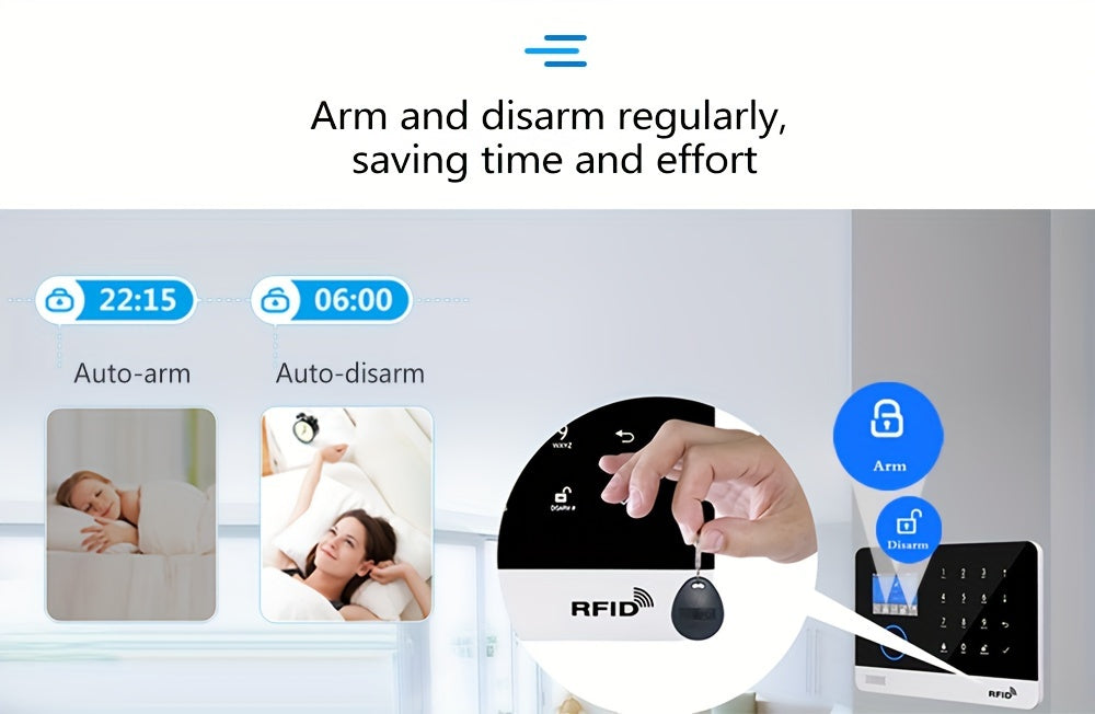 WiFi + GSM Auto-dial Smart Home Security Alarm System 433MHz LCD Display Alarm Panel Door Window Sensor PIR Motion Sensor Kit APP Remote Control Compatible With Alexa Google Home