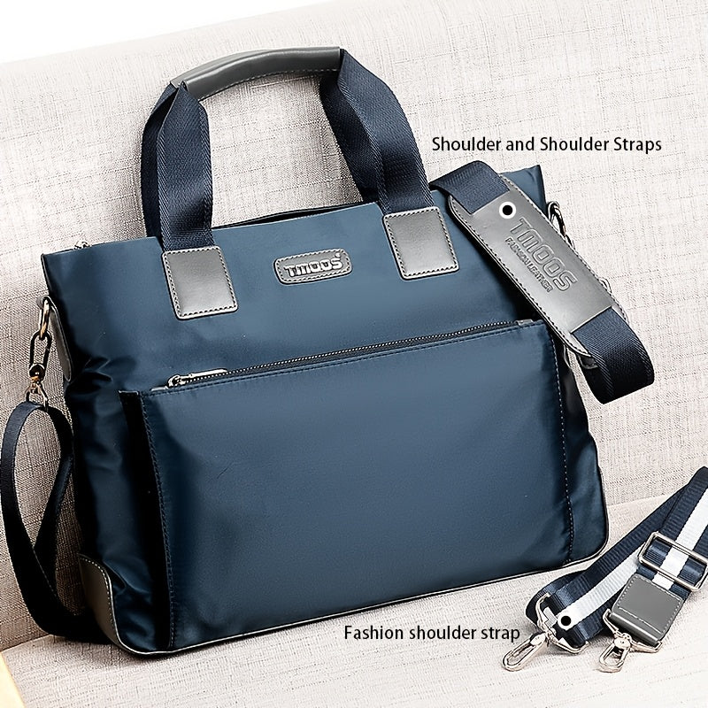 Unisex double shoulder strap design square bag Crossbady bag travel texture Oxford fabric casual crossbody bag multi compartment large capacity anti-theft shoulder bag workplace commuting briefcase