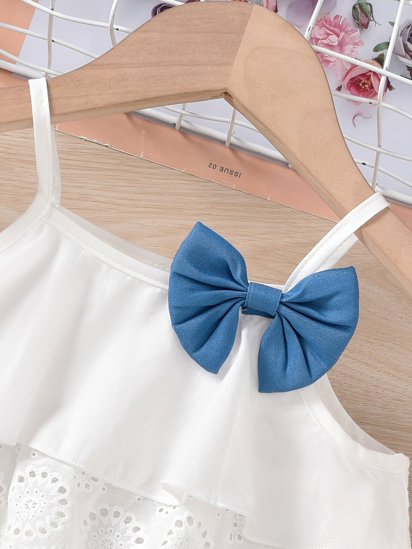 Cute Ruffle Lace Top & Check Shorts Two-Piece Set - White Blouse with Yellow Bow, Yellow & White Gingham Shorts, Perfect for Spring/Summer, Casual Playwear|Ruffle Detail Top|Nonstretch Fabric, for Outdoor